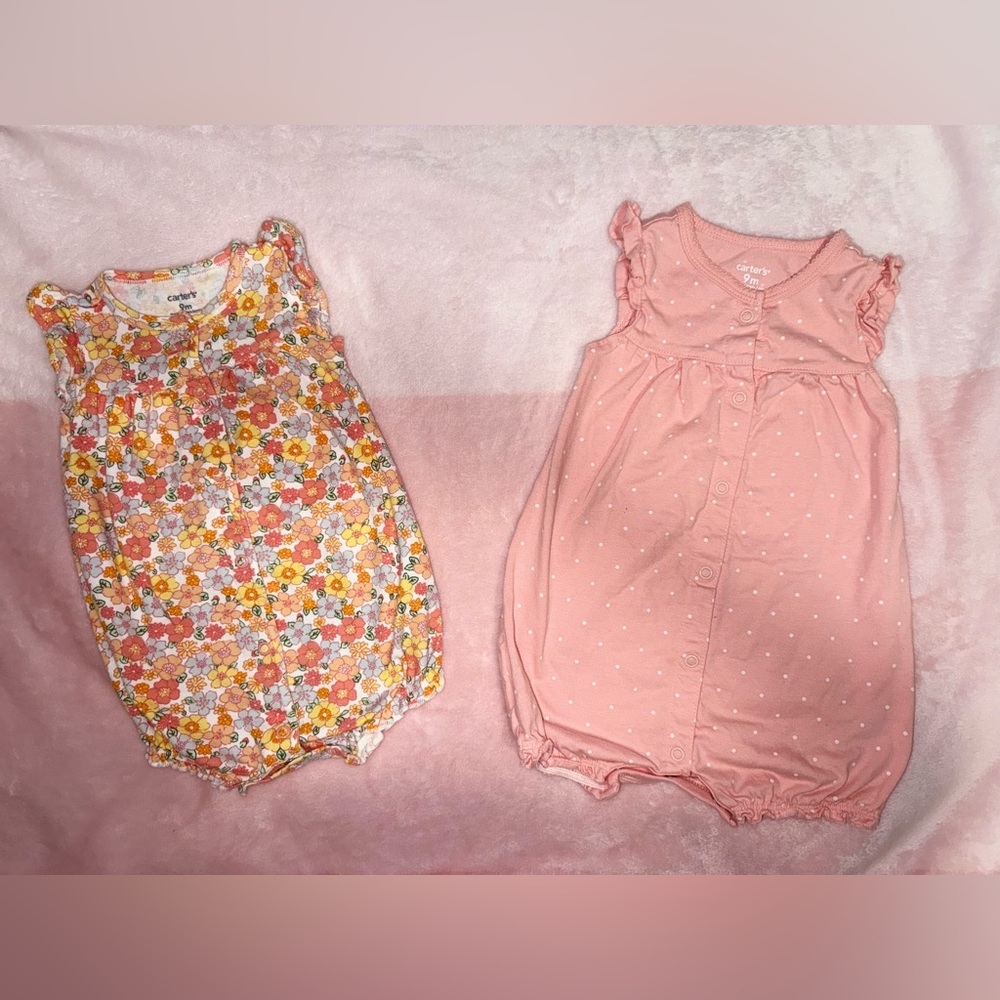 CARTER SET 2 ROMPERS GIRL SIZE 9M  EXCELLENT CONDITIONS